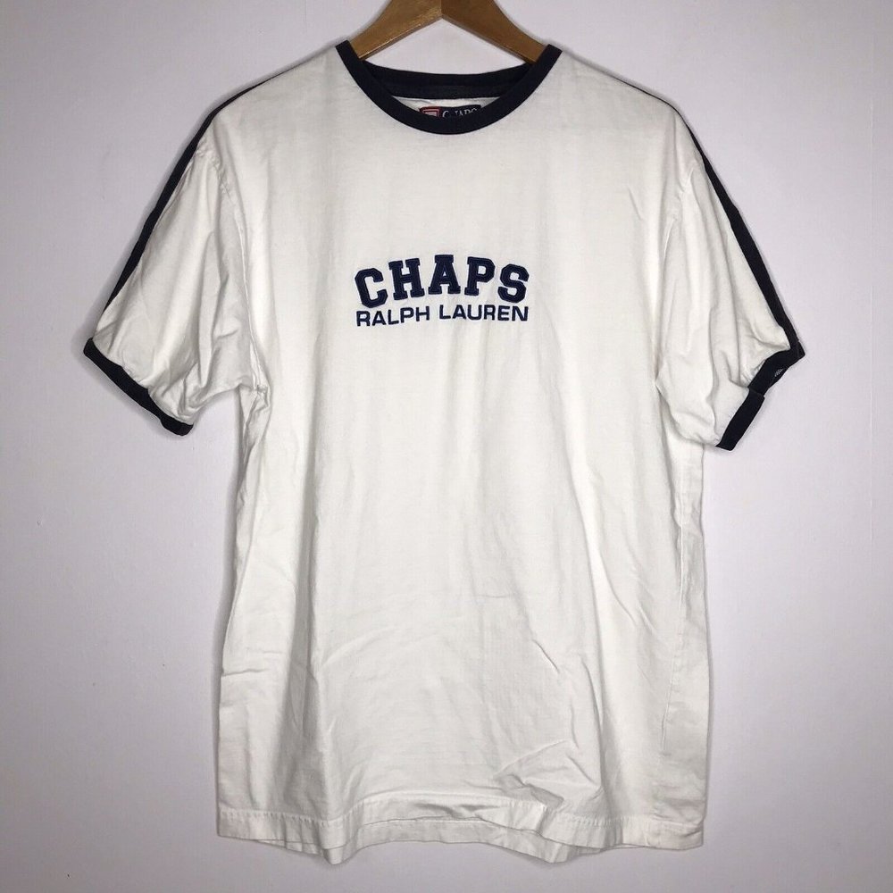 Chaps Ralph Lauren Men's Medium White Spell out T-Shirt